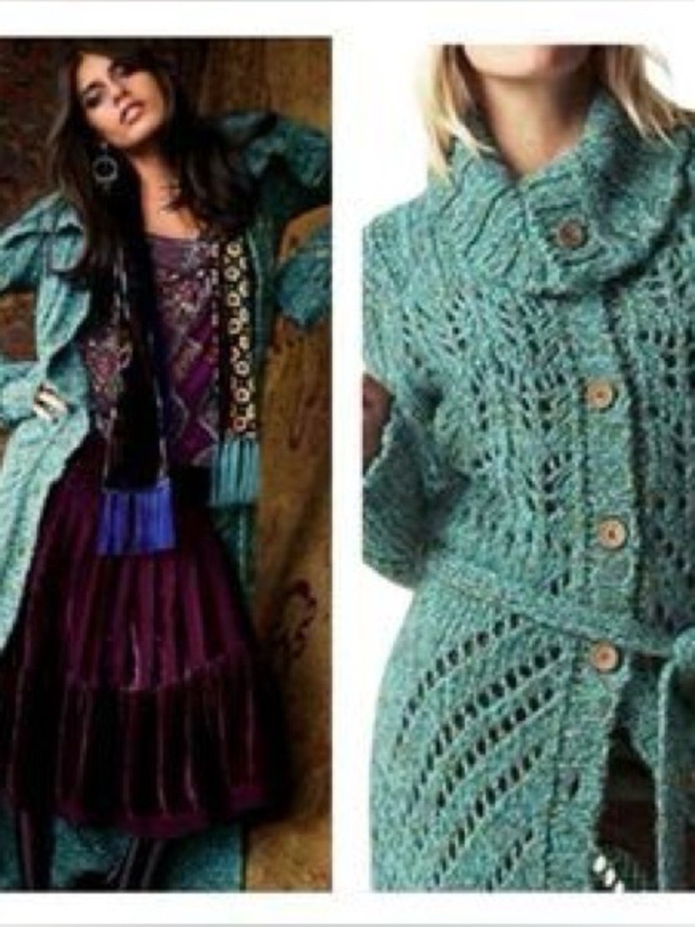 Free people maxi Women's Teal Knit Button-Front Cardigan Sweater